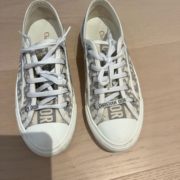 Dior Walk'n'Dior Sneaker Stone Gray Dior Oblique Embroidered Cotton size 37.5 - Picture 3 of 6